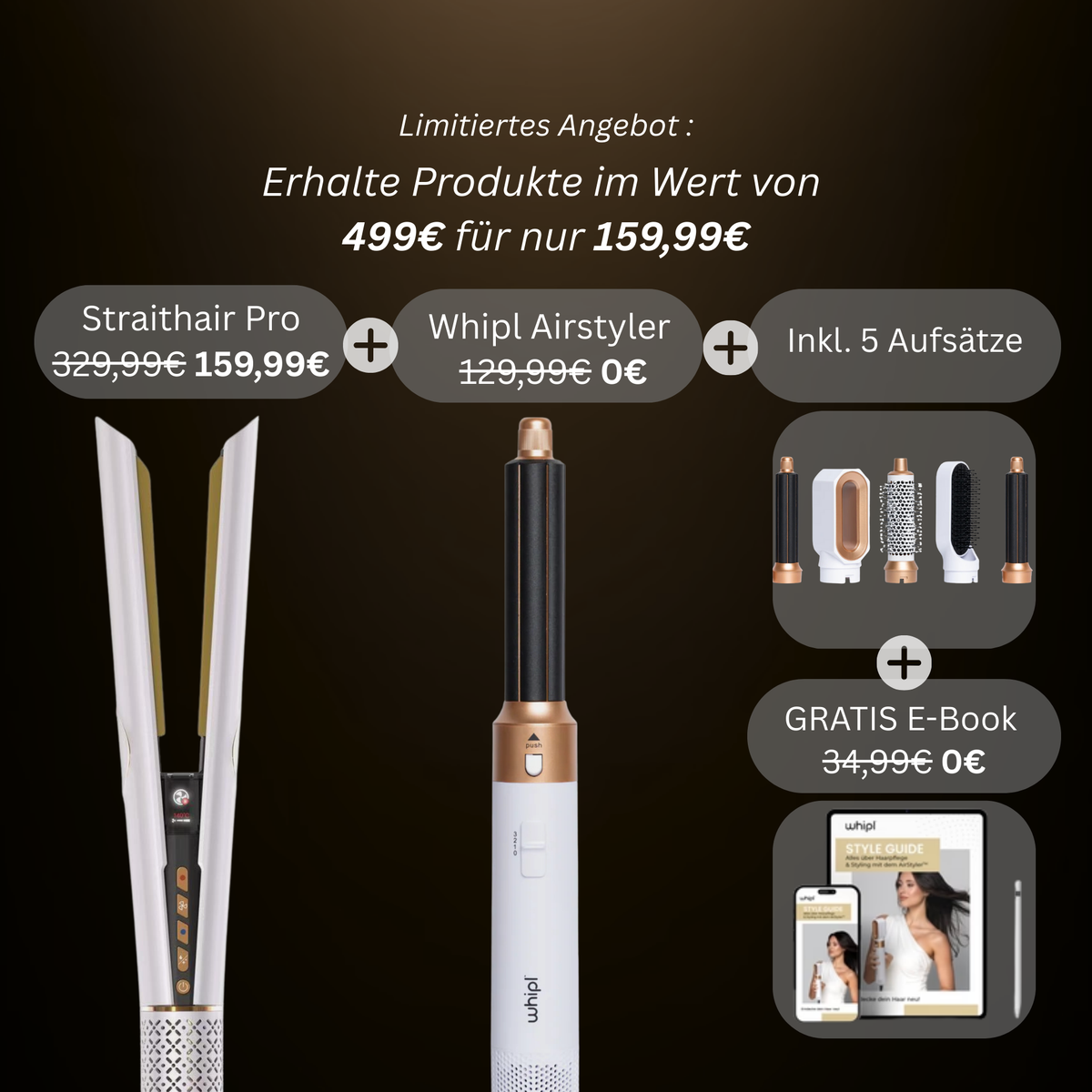 Whipl™ Straithair Pro - Luftglätter + GRATIS Airstyler inkl. 5 Aufsätze