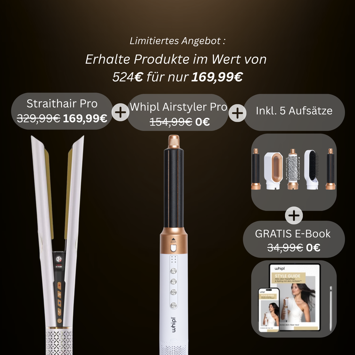 Whipl™ Straithair Pro - Luftglätter + GRATIS Airstyler PRO inkl. 5 Aufsätze