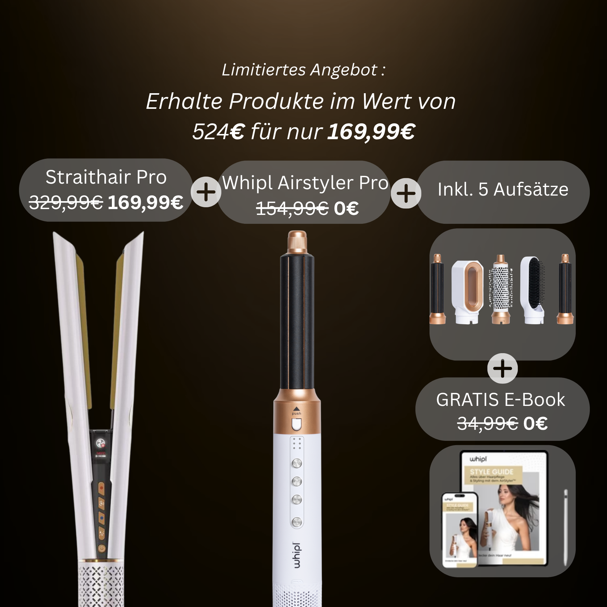 Whipl™  Straithair Pro - Luftglätter + GRATIS Airstyler PRO inkl. 5 Aufsätze