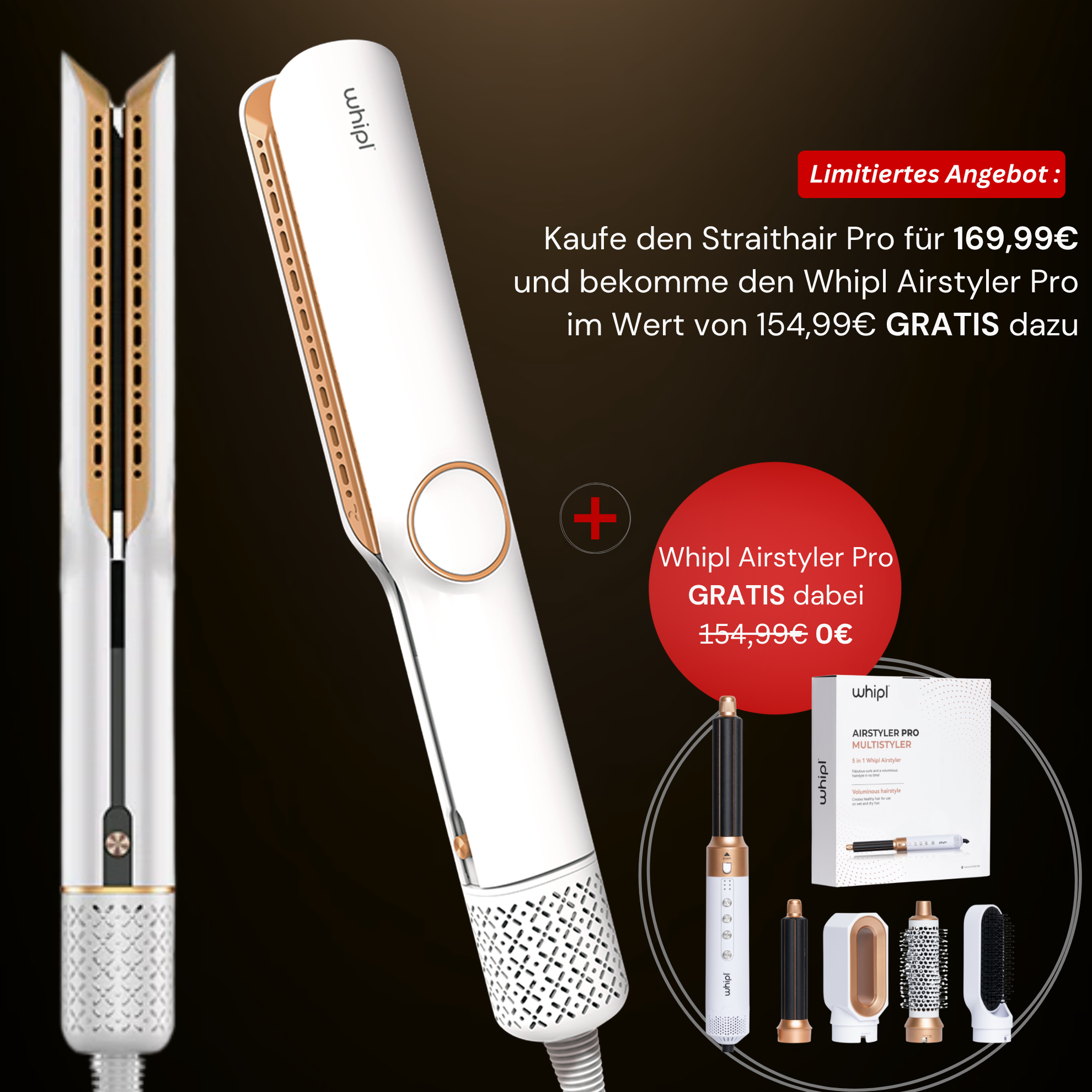 Whipl™  Straithair Pro - Luftglätter + GRATIS Airstyler PRO inkl. 5 Aufsätze